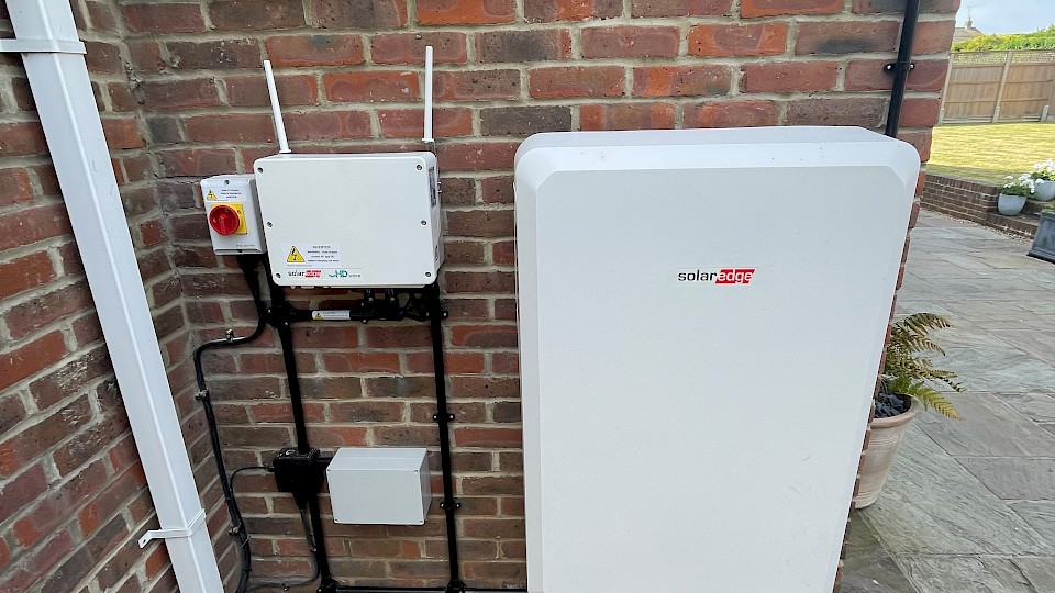 SolarEdge battery unit (right) and inverter (left)